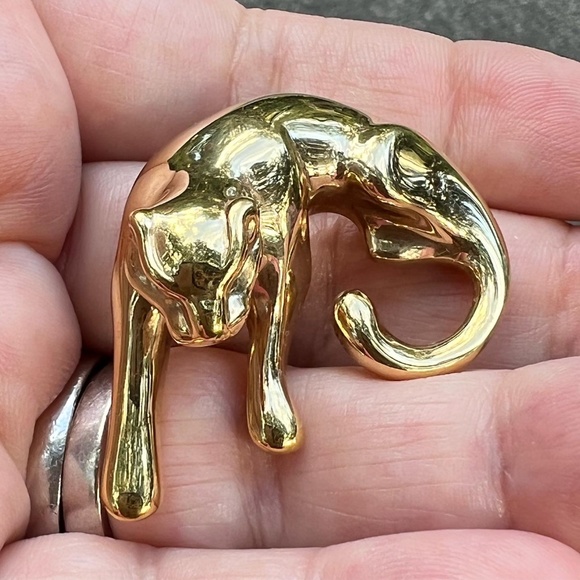 VINTAGE 14K YELLOW GOLD LARGE JAGUAR PANTHER SLIDE PENDANT WELL MADE